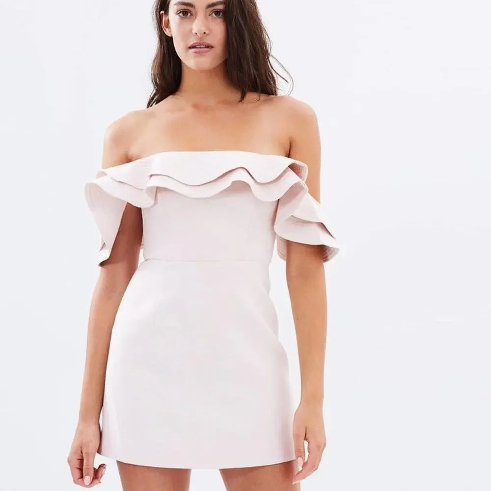 C/MEO COLLECTIVE First Impression Ruffle Dress Blush Pink Sz S {U27}